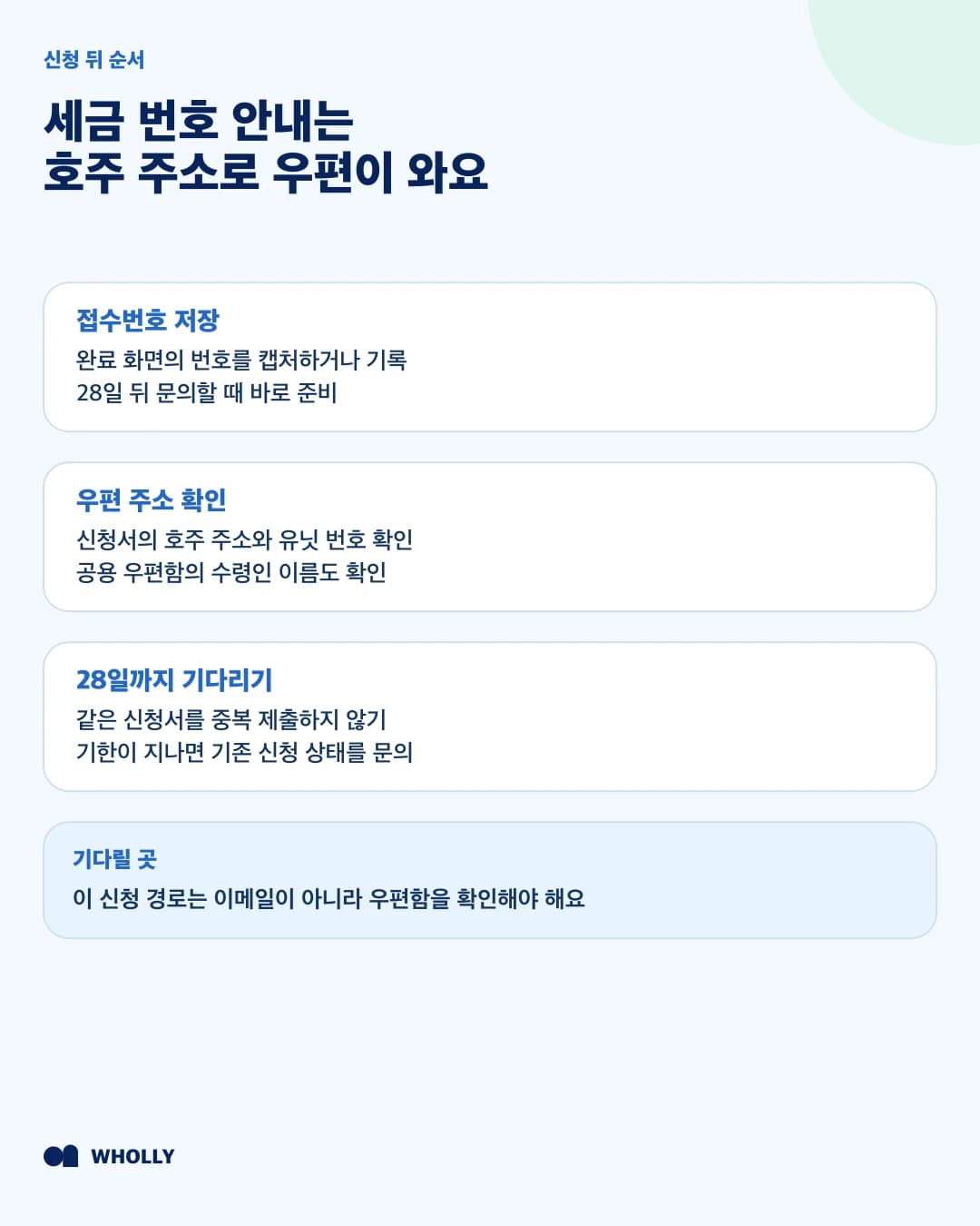 워홀러 TFN의 우편 수령 방식과 신청 뒤 확인 순서
