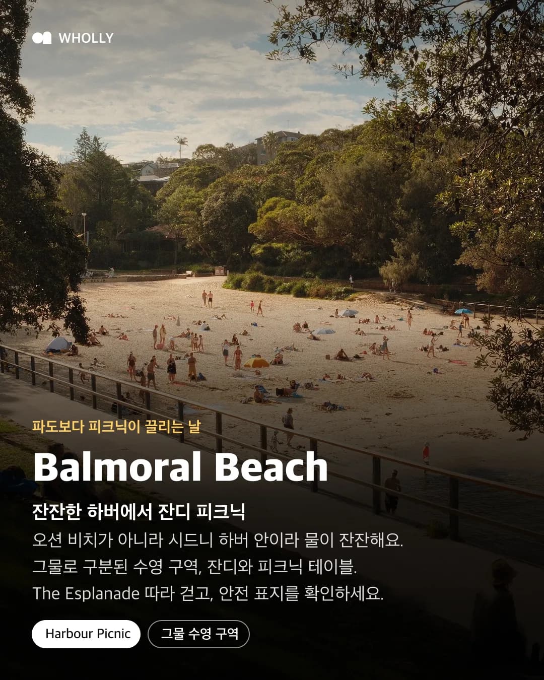Balmoral Beach 잔디와 해변, 그물 수영 구역과 피크닉 팁